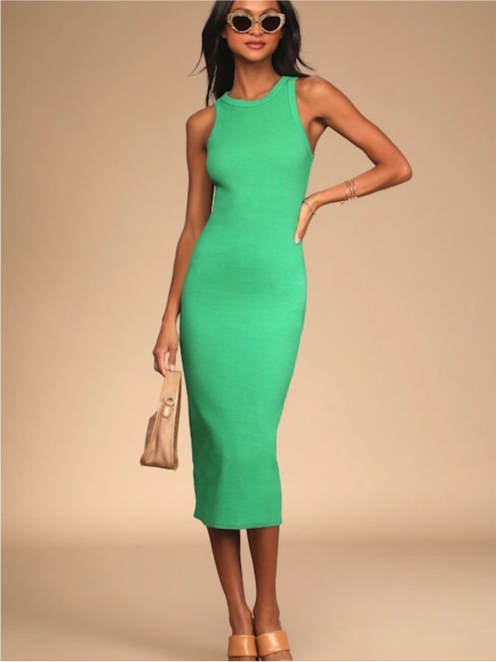 Lulu's Green Ribbed dress